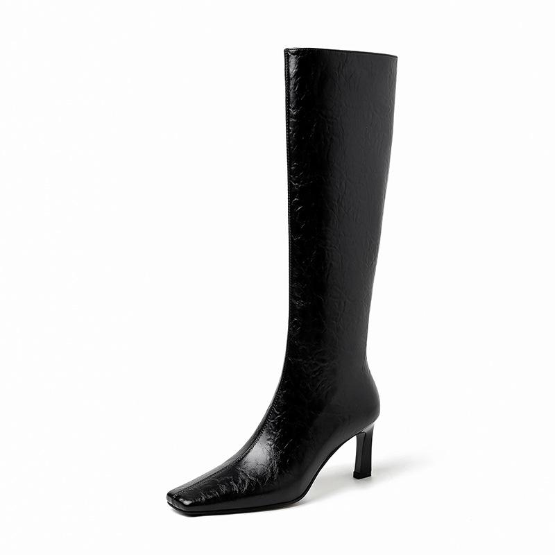 European and American Fashion Simple Temperament Commuter High Boots 2025 Autumn and Winter New Square Head Thin Heel But Knee Long Boots Women