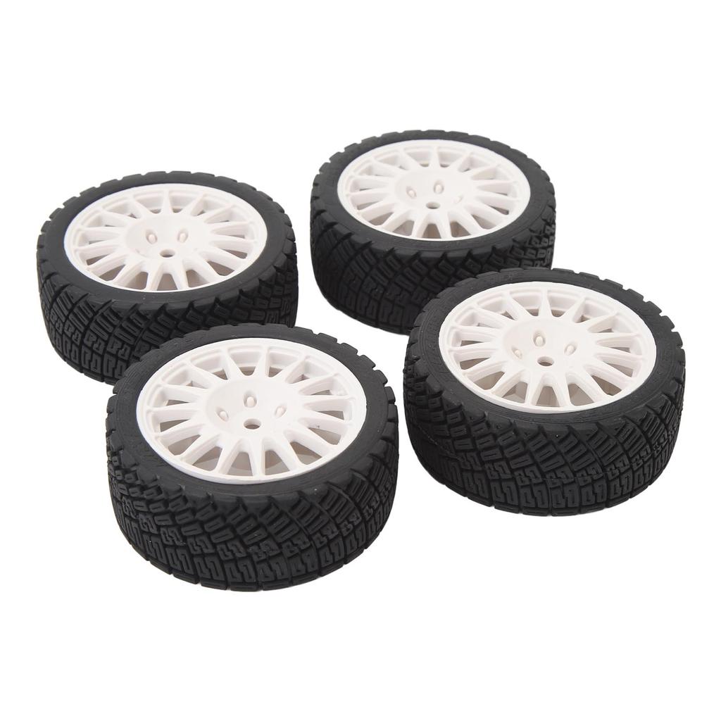 4Pcs 1 10 RC Car Tire Plastic Rim Rubber RC Car Wheel Tyre Replacement for TAMIYA TT01 TT02 XV01 White