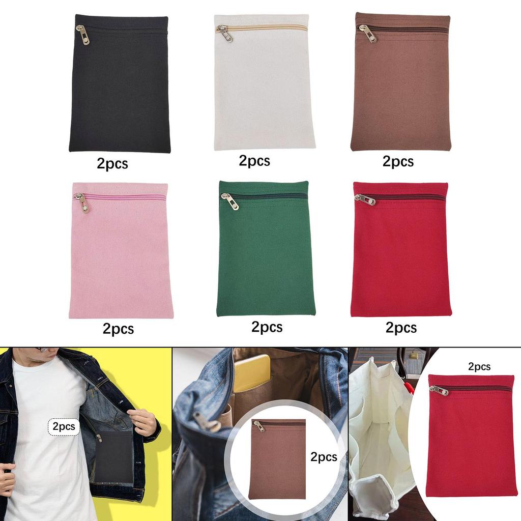 2Pcs Sew in Pocket with Zipper Clothes Inner Pocket Sturdy Practical Invisible Coat Inside Pockets for Robes Coats Jackets