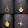 Teamer Sun Star Feather Starfish Pendant Necklace Stainless Steel Gold Color Chain Choker for Women Jewelry Gift Wholesale 2026