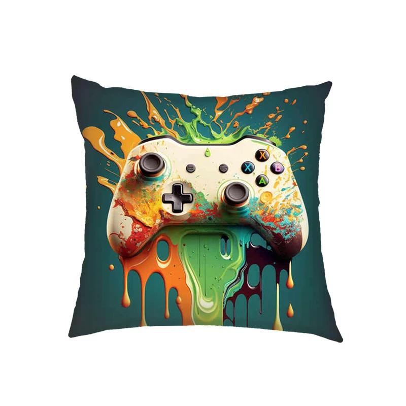 

Funny Gamepad Gamer Cushion Covers Video Game Fan Pillowcase Sofa Bedroom Office Pillowcases Home Party Car Bedding Gift 12x12Inch