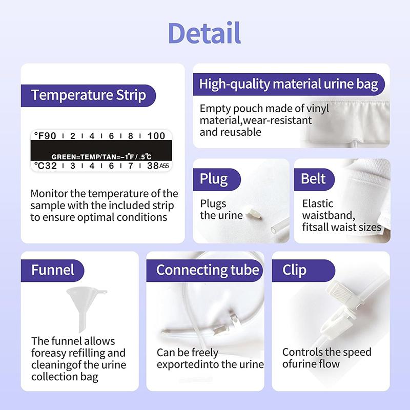 1 Set Urine Test Complete Kit With Adjustable Belt And Temperature Test Strips Silicone Funnel Urine Test Kit For Hospital Home