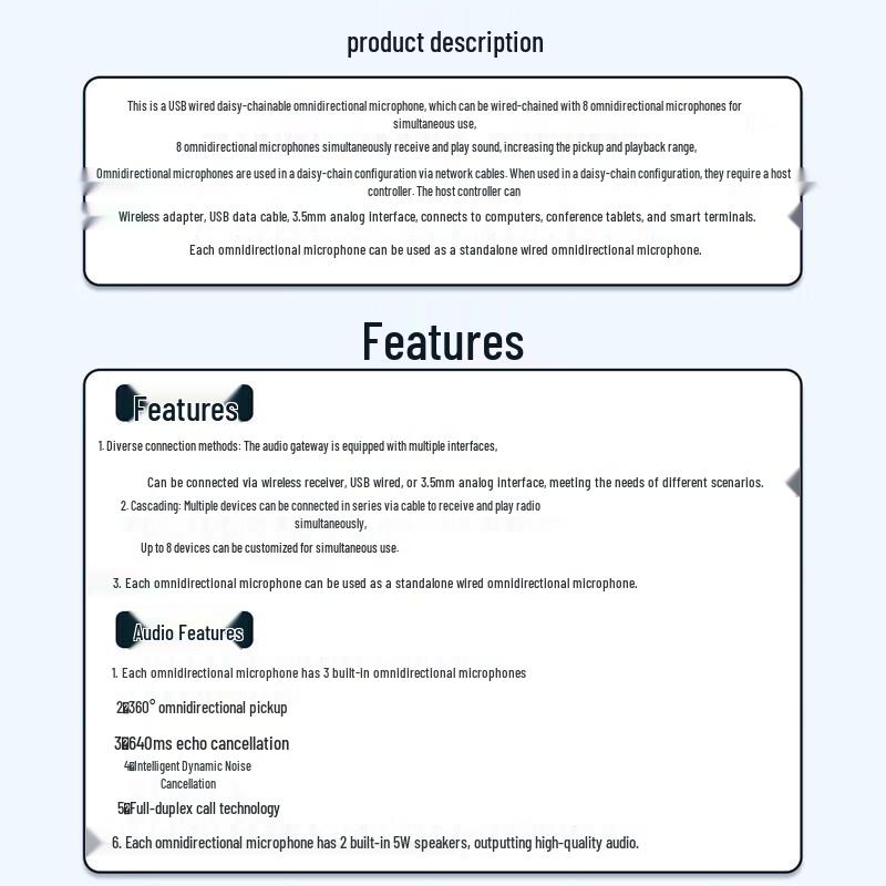 HSD USB Wireless Omnidirectional Conference Microphone Speaker (CN version)