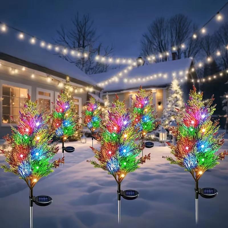 1/2/4PCS Color Solar Christmas pine tree lamp Christmas garden floor lamp suitable for garden passages and Christmas decoration