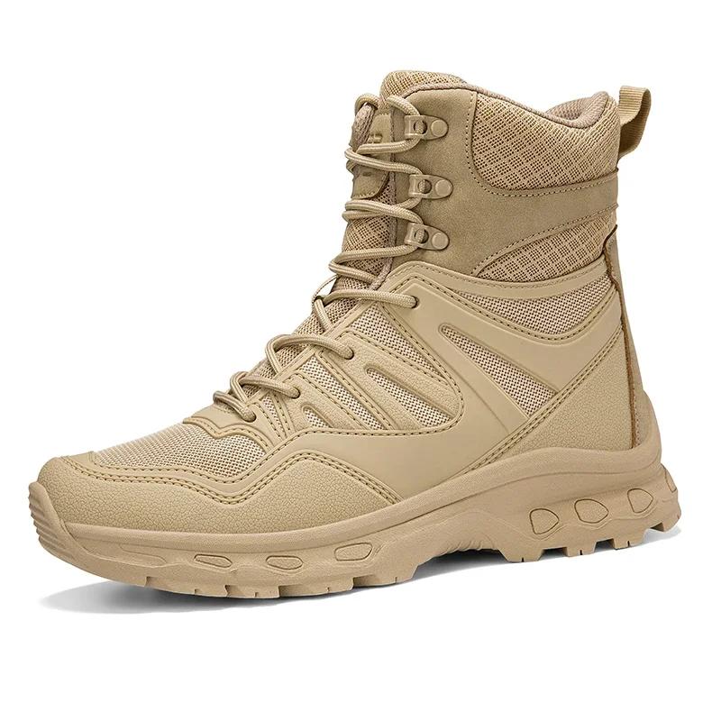 Men Tactical Boots Desert Hunting Lace Up Work Ankle Training Waterproof Hiking Shoes Outdoor Male Brand Climbing Shoe Army Boot