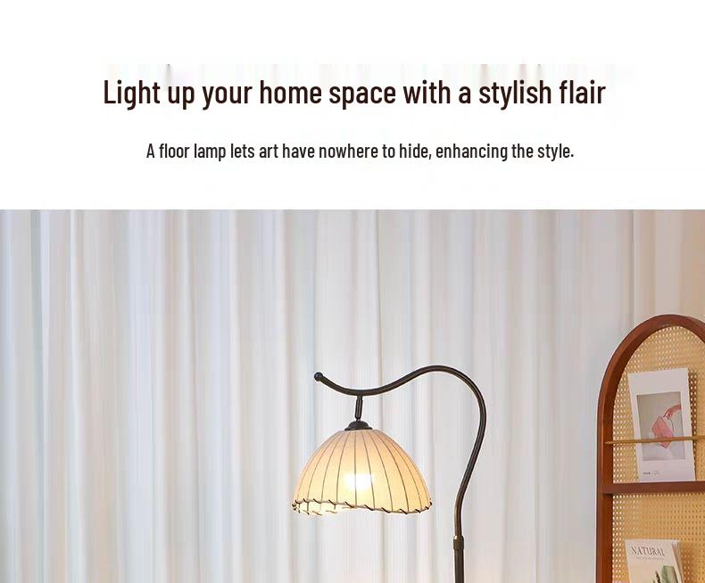 French Antique Style Floor Lamp & Integrated Bedside Table with Sofa and Coffee Table Storage Rack for Living Room or Bedroom. 