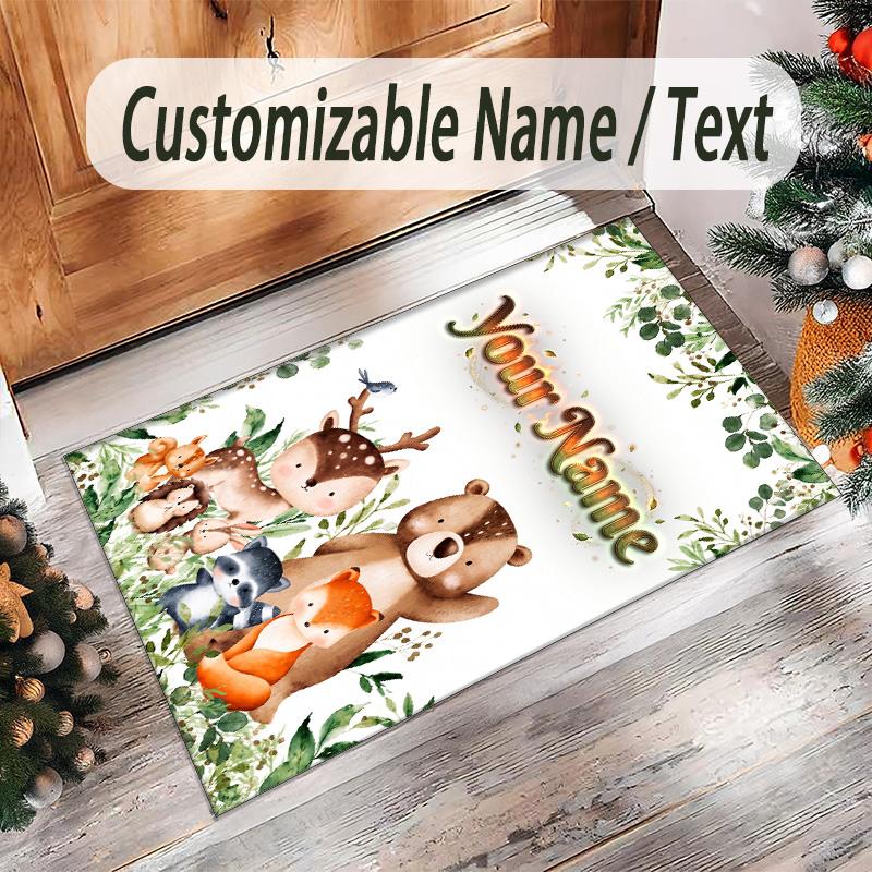 Family Friends Theme Crystal Velvet Rug Personalized Custom Name Text Soft Floor Mat Home Decor
