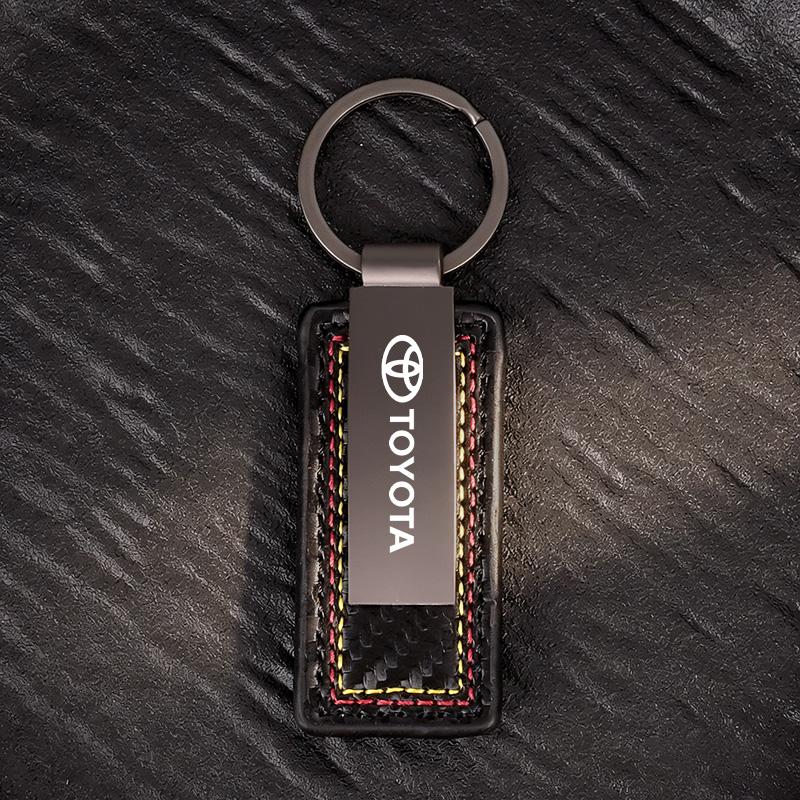 ANG2   New Carbon Fiber Leather Car Keychain Key Ring Gift For Toyota Gazoo Racing Corolla Yaris TRD Auris Rav4 Prius Prado Accessories