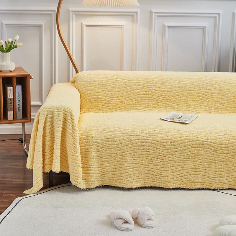 Autumn and Winter Solid Color Thickened Three-Dimensional Suede Sofa Towel Sofa Cover Towel Cat-Proof Sofa Cover Universal Blanket Multi-Purpose