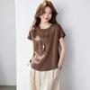 Women's 19 Momme Silk Blend Short Sleeve Top