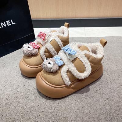 Scarpe pelose con zeppa carine a cartone animato, nuove scarpe in cotone con suola morbida antiscivolo e resistenti all'usura, calde per l'inverno