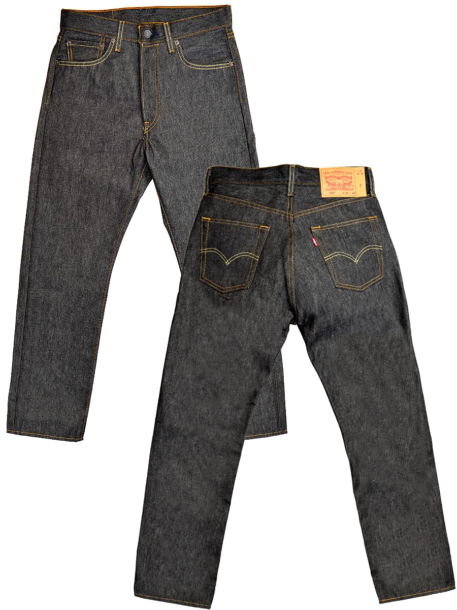 Levi s Men s 501 Button Fly Rigid Straight Jeans Unwashed Raw Denim black Waist38 Length32 чёрный