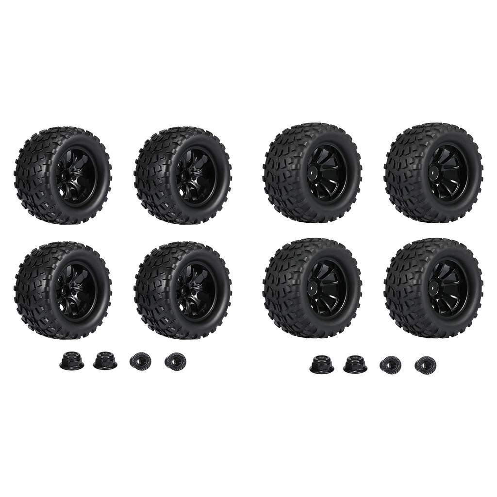 Lot de 4 pneus de voiture télécommandés, pneus universels 1:10 avec moyeu en plastique pour voiture HSP Redcat Exceed RC HPI 1/10 RC (doré