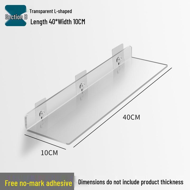 Acrylic Wall-Mounted Bathroom Mirror Cabinet with No-Punch Shelf