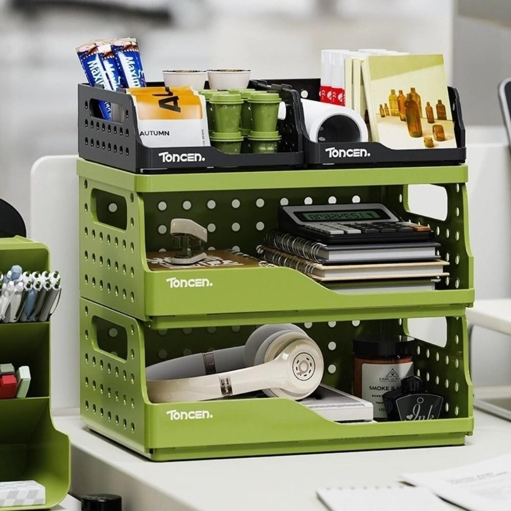 Pegboard Foldable Desktop Bookshelf Plastic Drawer Organizer Desktop Storage Shelf Student Study