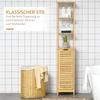 Tall Bathroom Cabinet, Slim Storage Cabinet, Tallboy Bamboo Storage Unit with 3-Tier Storage Shelves and Freestanding Organiser, Natural
