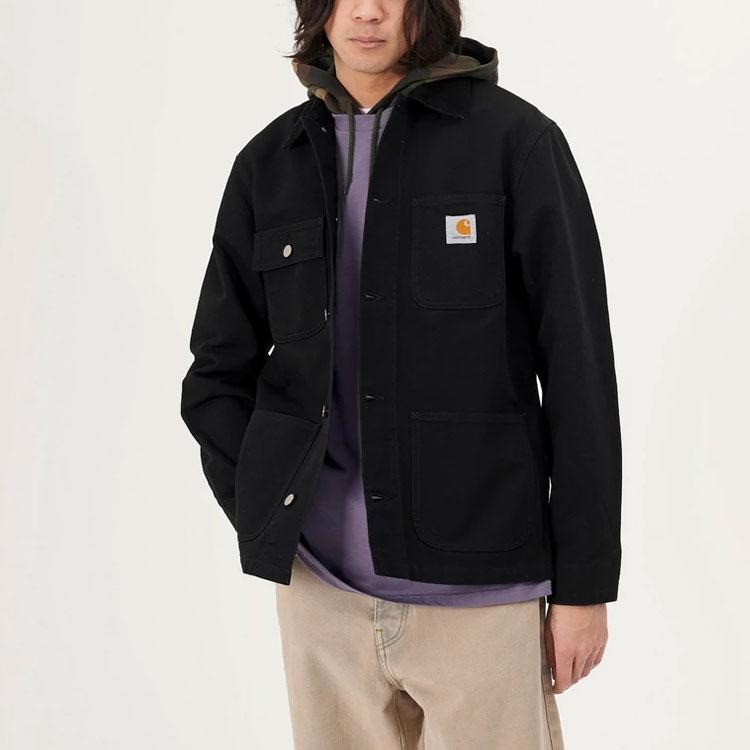 Carhartt WIP SS24 Michigan Jacket Classic American Vintage Solid Color Pocket Label Logo Corduroy Collar Michigan Jacket Men jackets I026480-89-02