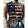 Men's Casual Tank Top with American Flag Print, for Summer Fitness Training, Bodybuilding, Streetwear, and Daily Casual Wear