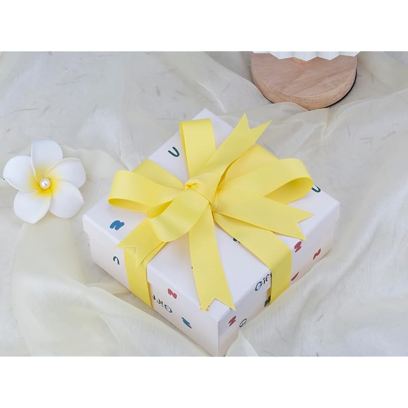 [Tekdeere]Width 6mm Solid Lemon Grosgrain Ribbon, Perfect for Gift Wrapping, Sewing, Hair Accessories, Wedding Decorations - 91m/roll