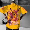 Klassisches Anime Pokemon Glurak Blau Herren Drachenprint Unisex Übergroßes Kurzarm-T-Shirt Streetwear Tops Herren