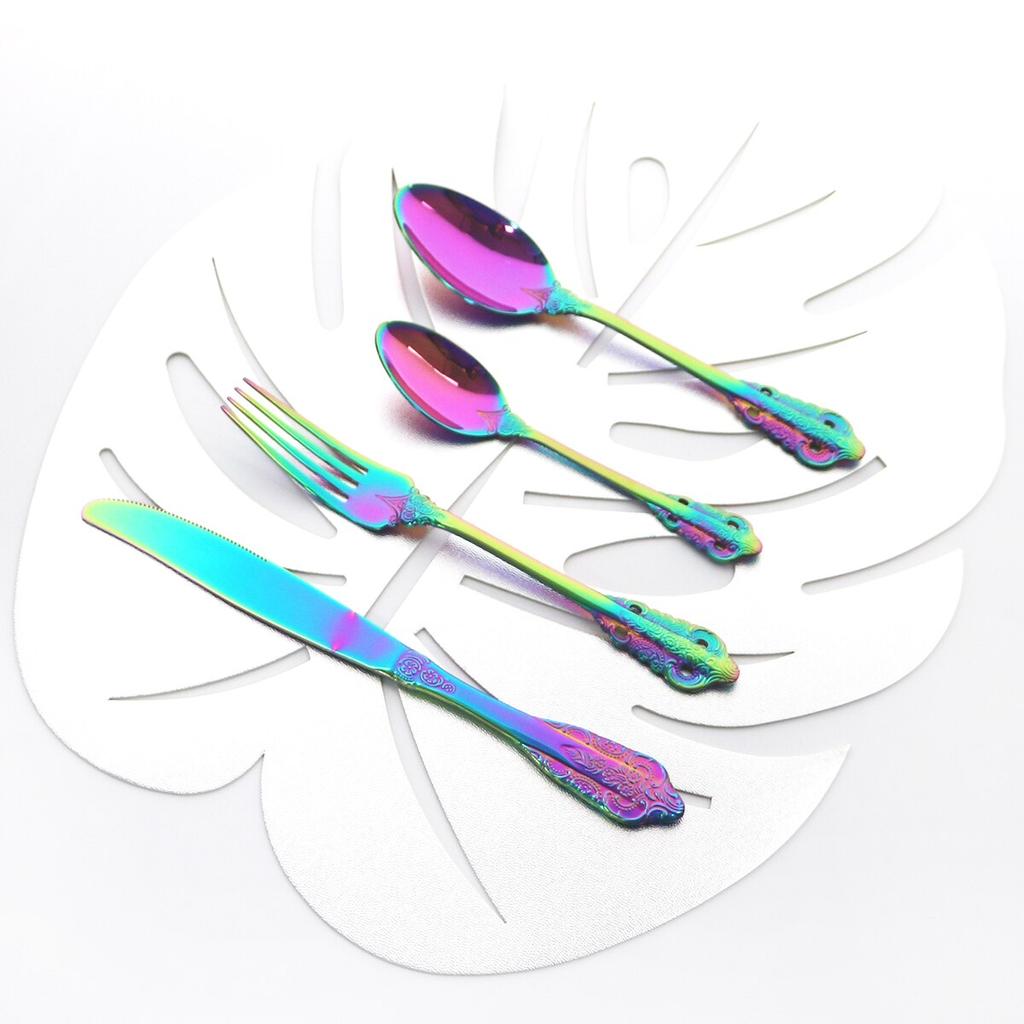 24Pcs Gold Cutlery Set 18/10 Stainless Steel Dinnerware Set Knives Fork Spoon Dinner Tableware Party Kitchen Flatware Silverware