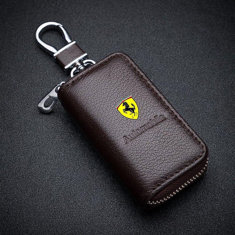 High-end Leather Car Key Case Cover Keychain For Ferrari F1 F8 F80 SF90 Stradale SF90Spider 296 GTB 296 GTS 812 Auto Accessories JQ1