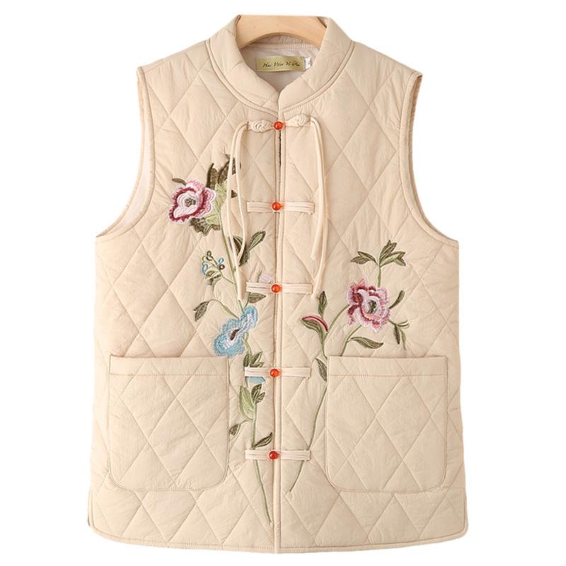Women's Plus Size Thickened Down Cotton Vest for Autumn/Winter - Sleeveless Jacket for Middle-Aged and Elderly