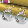 925 Sterling Silver Round Circle Drop Earring Jewelry