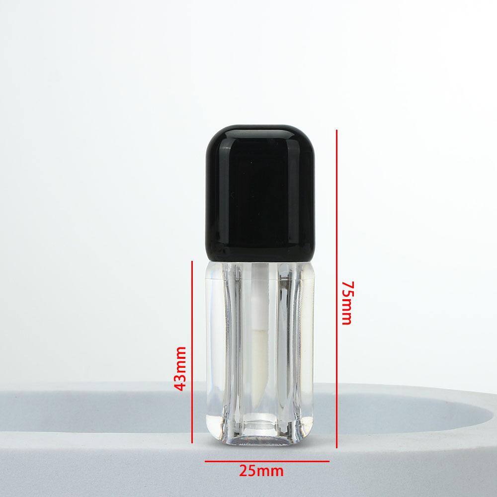 5ml Pink Square Thick Barrel Lip Gloss Tube, Transparent Cosmetic Container with Gold Silver Cap, Empty Refillable Packaging