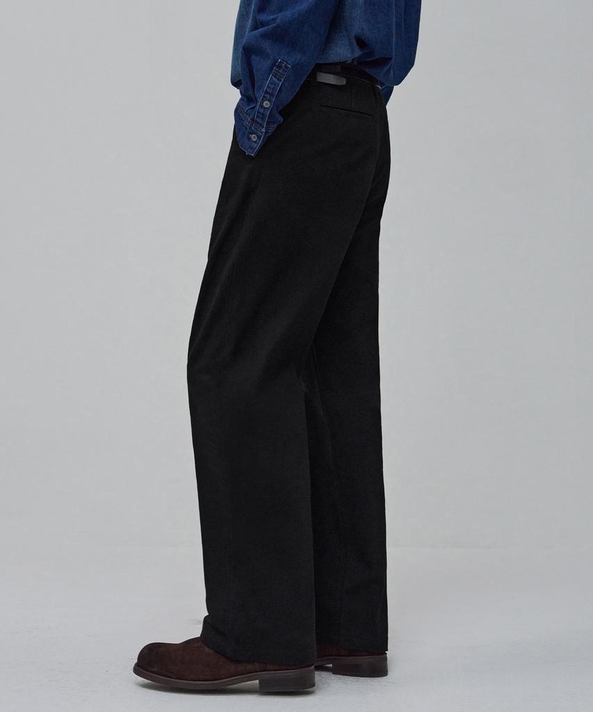 Awodeijeu Washed Semi-Wide Cotton Chino Pants [Black]