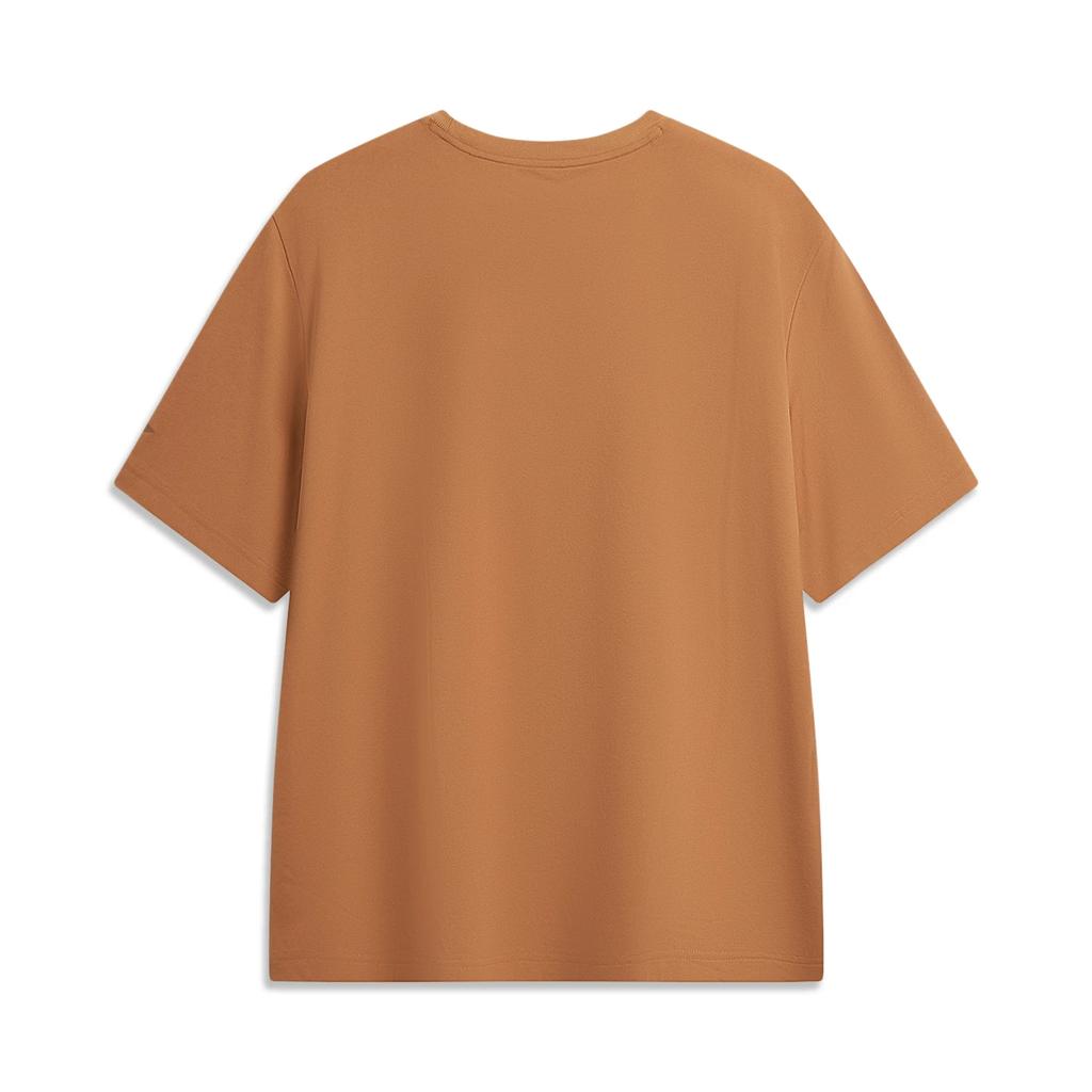 Li Ning Outdoor CF Secagem Rápida Fresco Gola Redonda Manga Curta Camiseta Masculina tops Âmbar-Marrom ATSW031-2