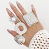 Verstellbarer offener Ring Handgefertigt Gehämmert Textur Einzigartig Unregelmäßiger Fingerring Metalllegierung Statement Schmuck für Frauen