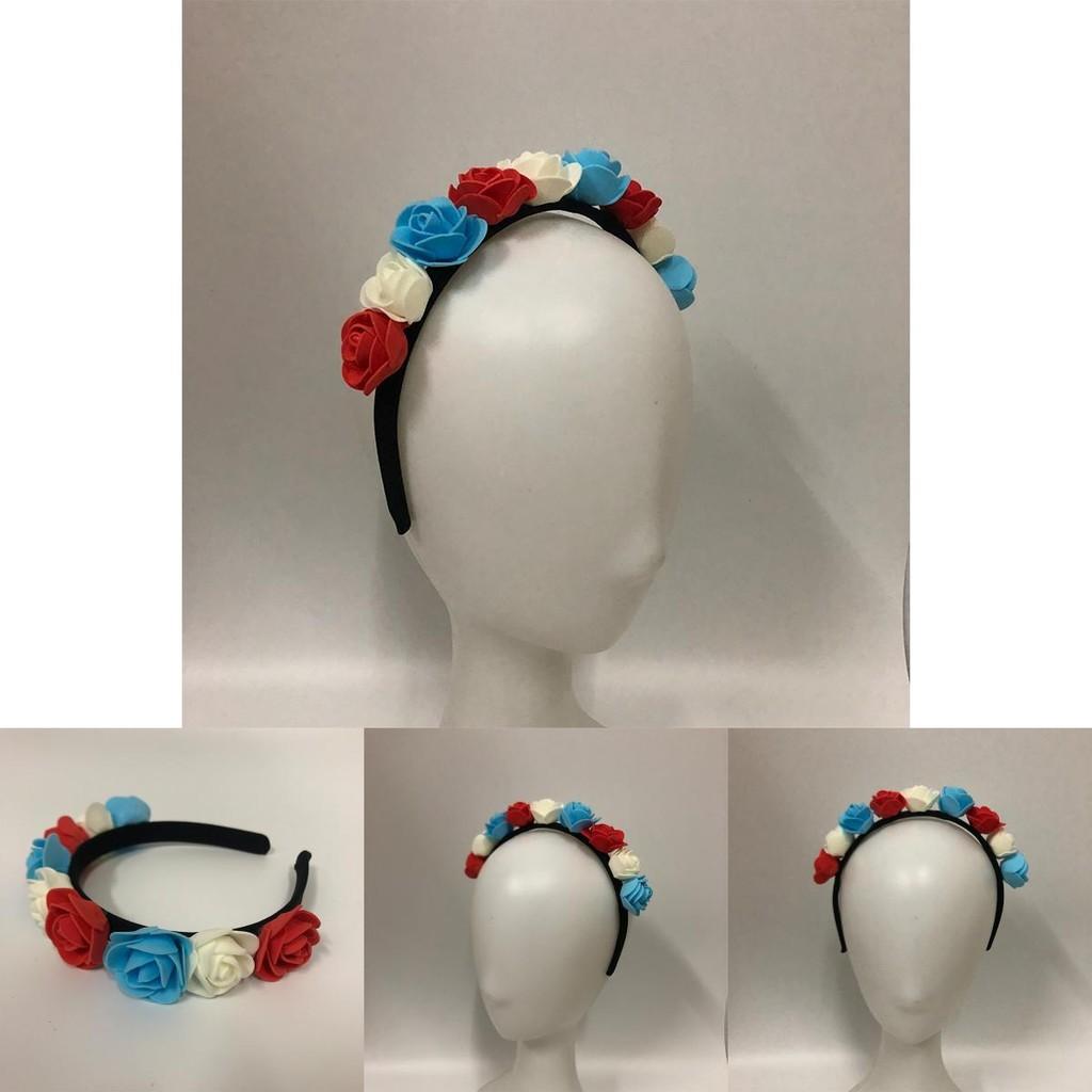 The Queen's 70th Platinum Jubilee Red White Blue Flower Hair Accessories Crown Celebrate In Style!