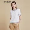 PORTS Women's Contrast Knit Short Sleeve Top