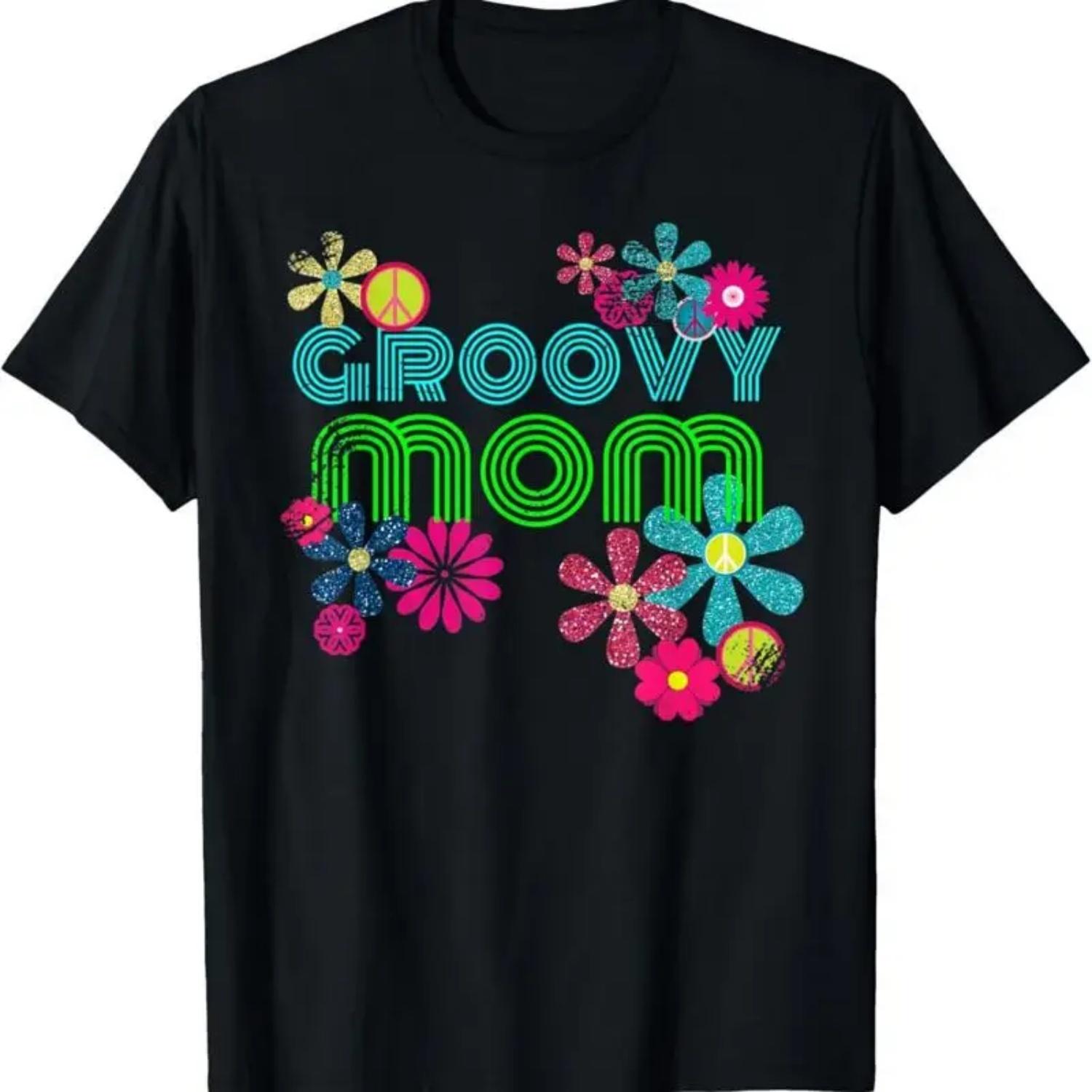 

Groovy Mom T Shirt Retro Hippie Flower Power Mother S чёрный