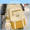 Large Capacity Vintage College Student Backpack With Colorful Contrast Computer Bag For Women Soft High School Bookbag
