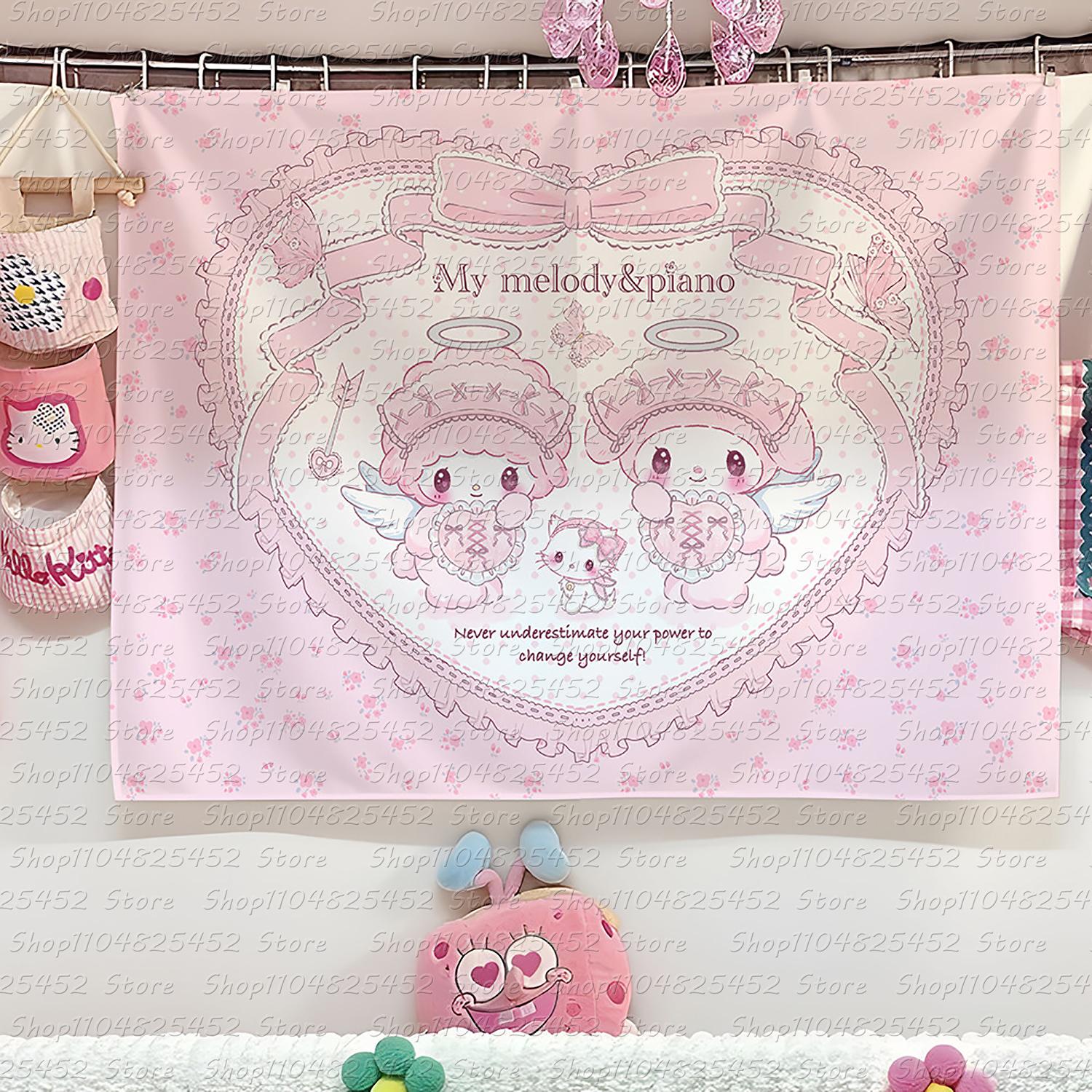 Подвесное полотно для кондитерской My Melody Piano для комнаты девочки-подростка, общежития, арендованного дома, настенное украшение, фон 74x94cm(29x37in)