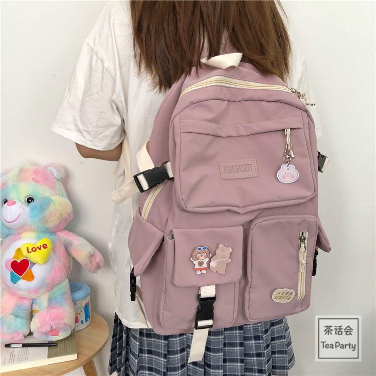 Schoolbag Korean ins college style backpack, Japanese Harajuku vintage student schoolbag female versatile travel backpack lightweight
