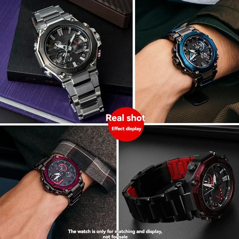 MTG B2000 Replaceme Strap Bracelet for Casio G-SHOCK MTG-B2000 mtgb2000 Series 316L Solid Stainless Steel Red Bottom Watch Band