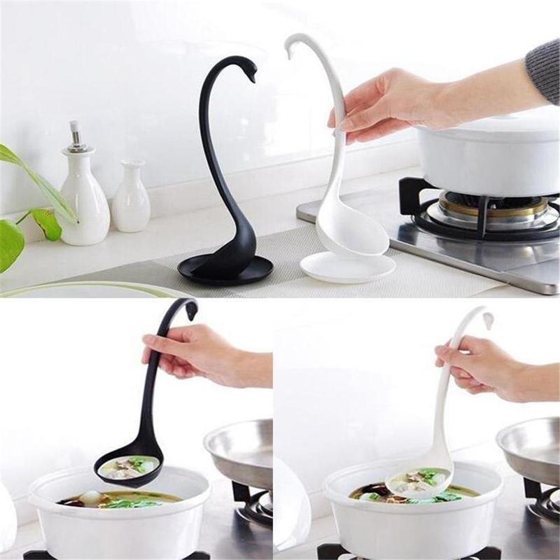 

Лебедь с длинной ручкой, суповая ложка, посуда, кухонные гаджеты, инструменты с подносом белый