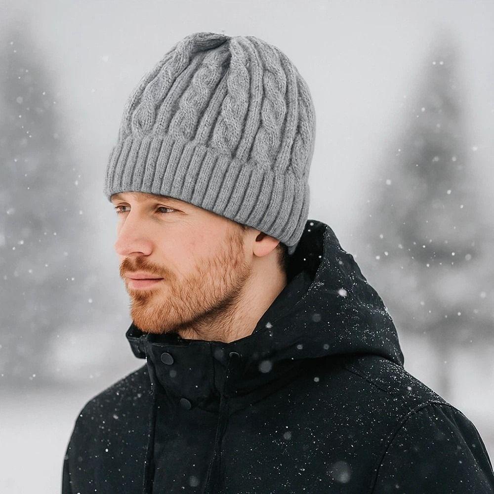 Trendy Twists Knitted Hat Elastic Woolen Hat Versatile Winter Pullover Cap  Outdoor
