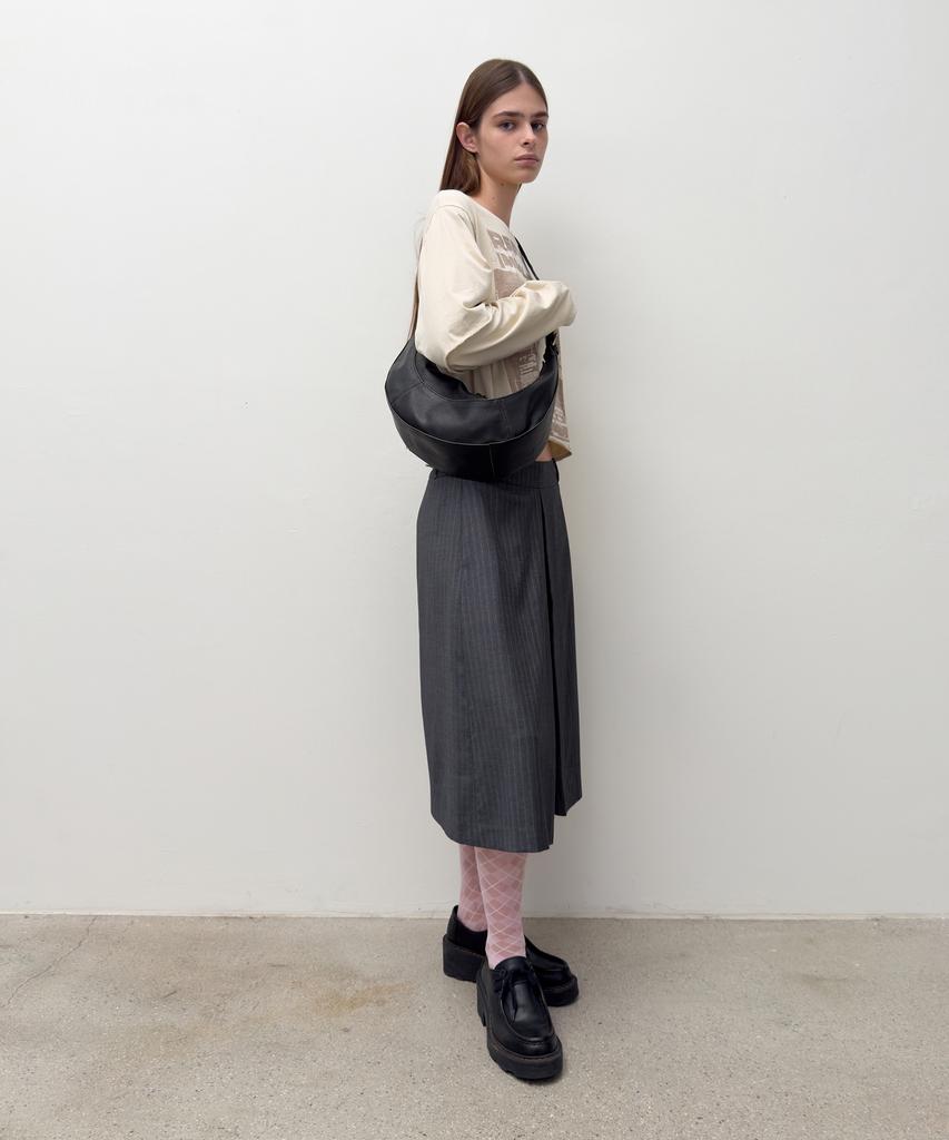 Diagonal Washed Buckle Bag (Black)