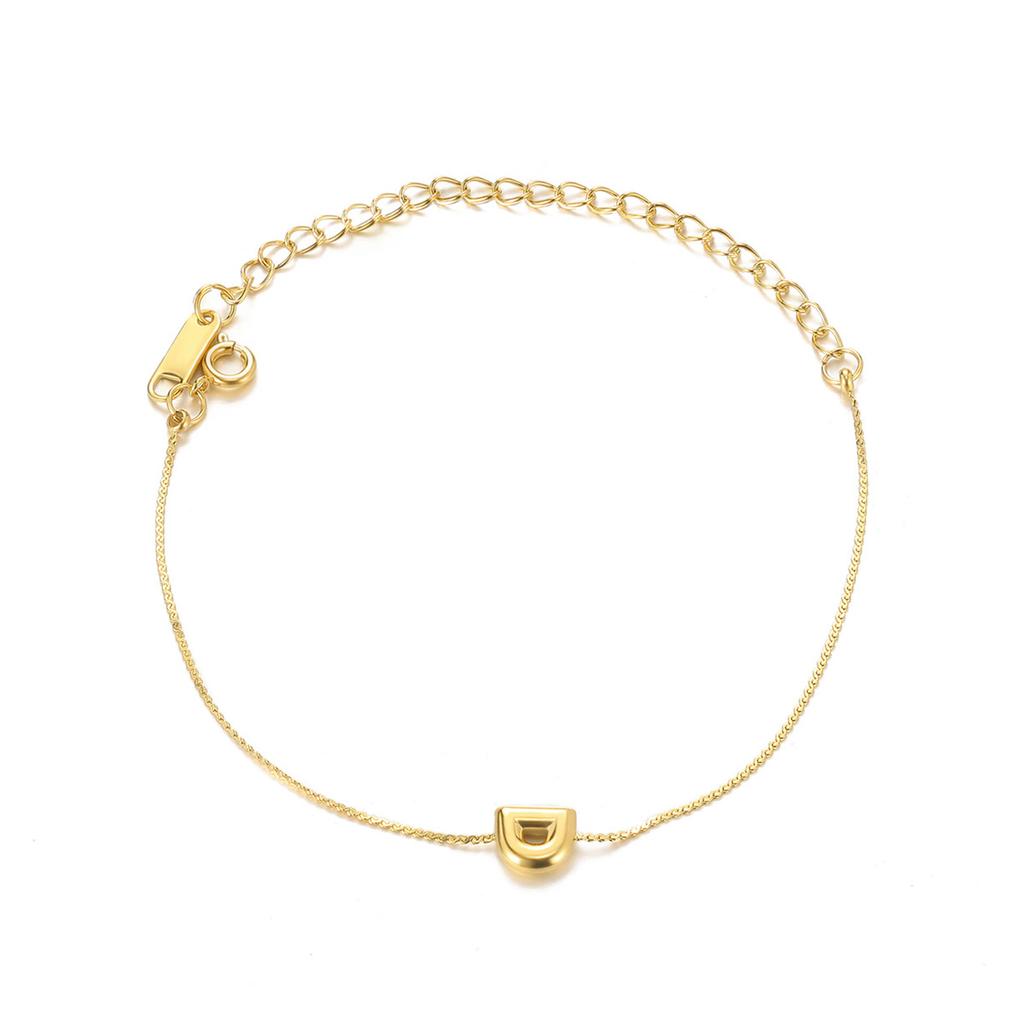 Mini Cute 3D Initials Bubble Letter Chain Bracelet For Women New Gold Color Stainless Steel Waterproof Elegant Christmas Jewelry