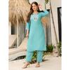 Women's Viscose Embroidered Straight Kurta with Pant And Dupatta Sets