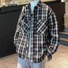 Men's Plaid French-Style Wool Coat - Autumn/Winter Trendy Lapel Loose Jacket.