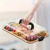 Transparent Bamboo Cheese Board Divided Grid Wooden Cheese Board Durable Serving Platter  Camping
