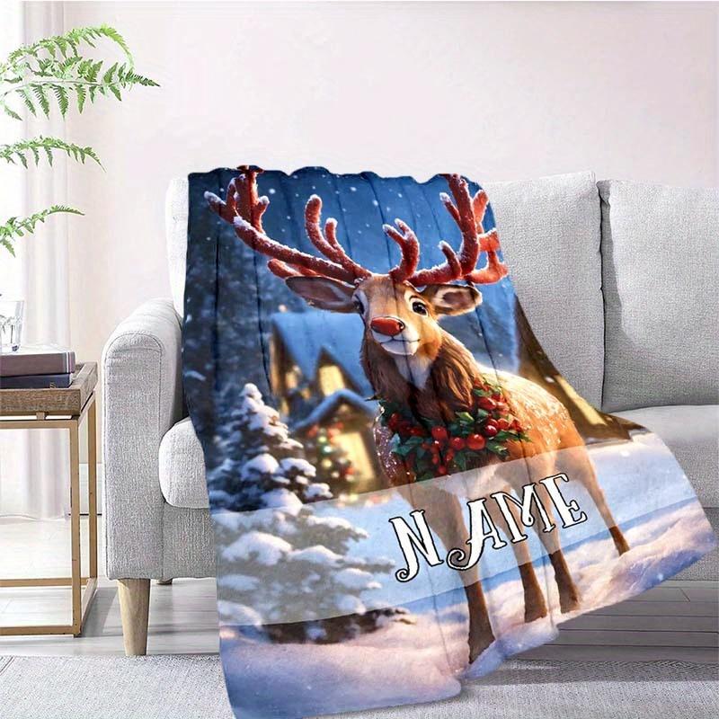Deer Customize Your Name Blanket Warm Comfortable And Soft Blankets Are Suitable For Home Lunch Break Blanket Office Sofa Sofa Gift To Relatives And