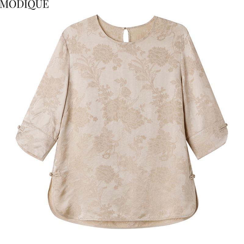 MODIQUE Spring Summer Plus Size New Women Loose Vintage Solid Basic Blouse Shirts Female Casual Slimmer Short Sleeve V-Neck Top