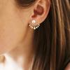 1 Pair Woman''s Pearl Earrings Front Back Crystal Ear Studs Girls Party Work