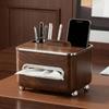 Imitation Walnut Wood Desktop Tissue Box Large Capacity Anti-slip Paper Storage Box Plastic Decorative Tissue Storage Box